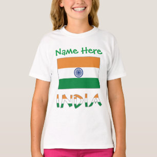 Personalised India Flag Gift Girl's T-Shirt