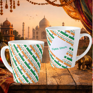 Personalised India Flag Tiled Latte Mug