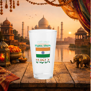 Personalised India Flag Two‑Sided Design Glass