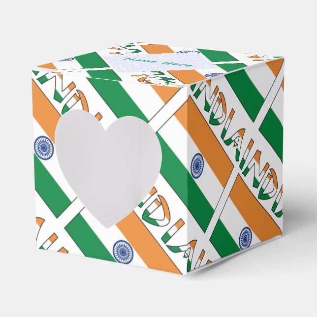 Personalised India Tiled Heart Favour Box (Front Side)