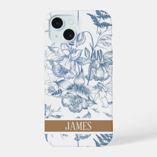 Personalised Indigo Botanical Sketch iPhone 15 Case