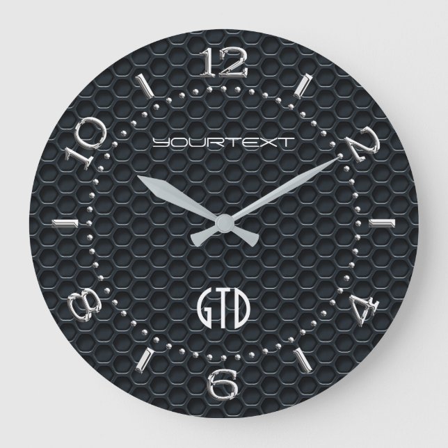 Personalised Industrial Automotive Textures Black Large Clock (Front)