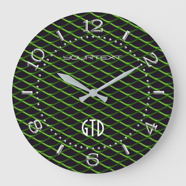 Personalised Industrial Automotive Textures Green Large Clock (Front)