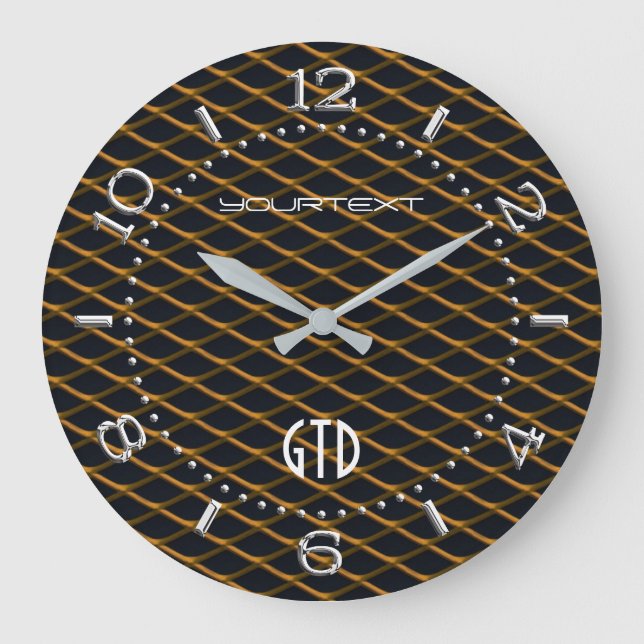 Personalised Industrial Automotive Textures Orange Large Clock (Front)