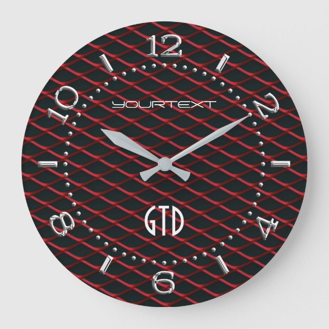 Personalised Industrial Automotive Textures Red on Large Clock (Front)
