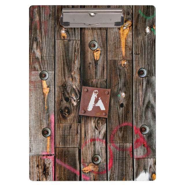 Personalised Industrial Rustic Wood Clipboard (Front)