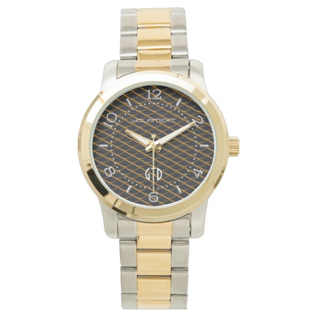 Personalised Industrial Steel Mesh Golden Pearl Watch (Front)