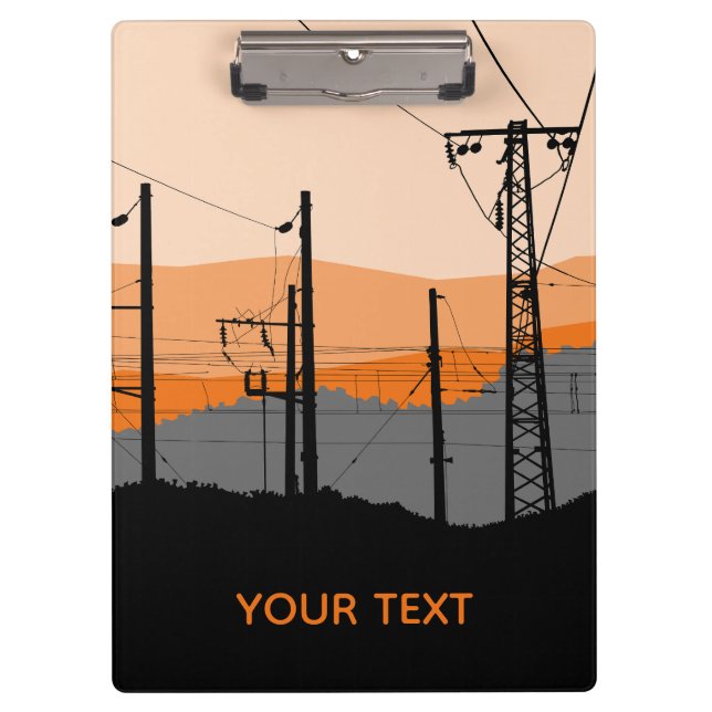 Personalised Industrial Sunset Power Lines Clipboard (Front)