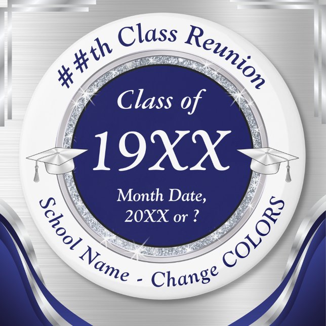 Personalised, Inexpensive Class Reunion Gifts,  Magnet (1976, Navy Blue and White, Inexpensive class reunion gifts. Class reunion magnets BULK or buy one.)