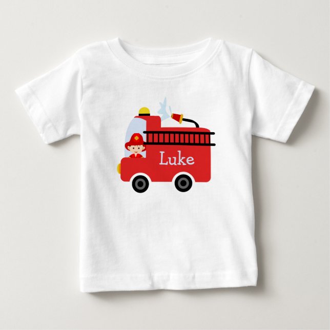 Personalised Infants Fire Engine T-Shirt (Front)