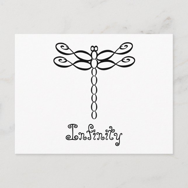 Personalised Infinity Dragonfly black design Postcard (Front)