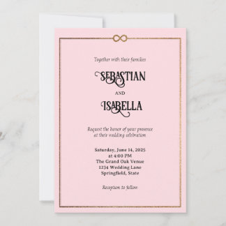 Personalised Infinity Love Pink Wedding Invitation