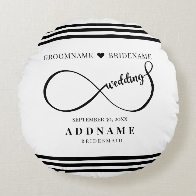 Personalised Infinity Wedding Favour Gift Round Cushion (Front)