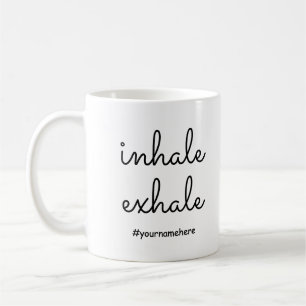 Personalised Inhale Exhale Calm Breathe Minimalist Coffee Mug