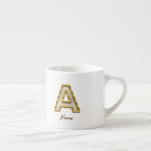 Personalised Initial A Monogram Gold Typography Espresso Cup