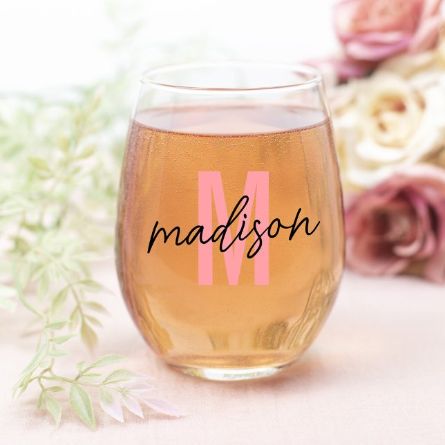 Personalised Initial and Name Stemless Wine Glass (Creator Uploaded)