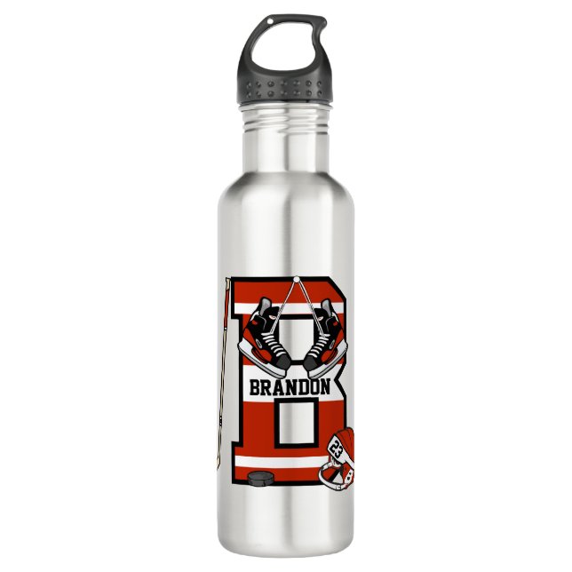 Personalised Initial B Ice Hockey 710 Ml Water Bottle (Front)