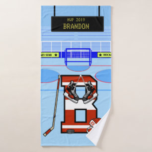 Personalised Initial B Ice Hockey Bath Towel Set