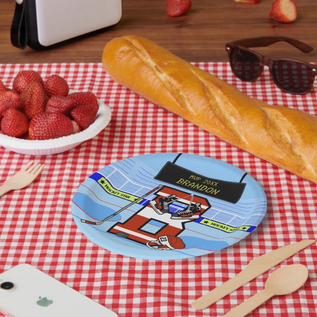 Personalised Initial B Ice Hockey Paper Plate (Picnic)