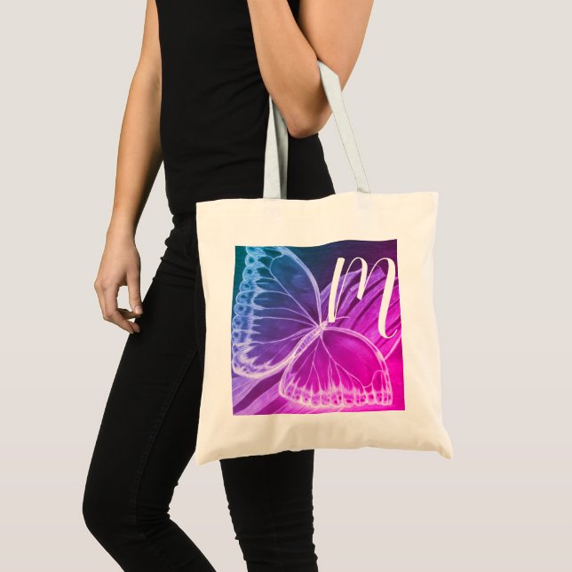 Personalised Initial Butterfly Shopper Tote Bag (Front (Product))