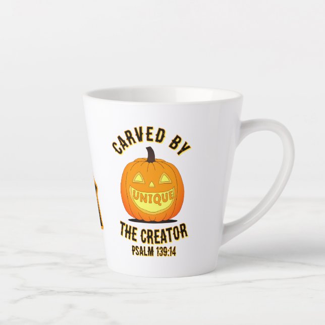 Personalised Initial Carved By the Creator Latte Mug (Right)