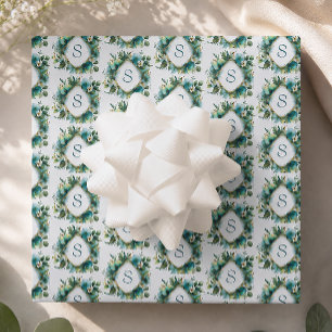 Personalised Initial Floral Monogram Wrapping Paper Sheet