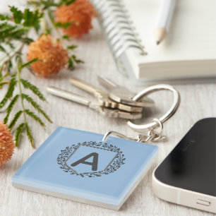 Personalised Initial Floral Shield Monogram Hoodie Key Ring