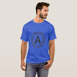 Personalised Initial Floral Shield Monogram T-Shir T-Shirt
