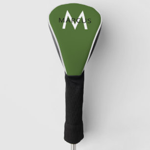 Personalised Initial Green White Modern Driver Golf Head Cover