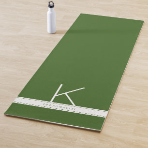 Personalised Initial Green White Modern Simple Yoga Mat