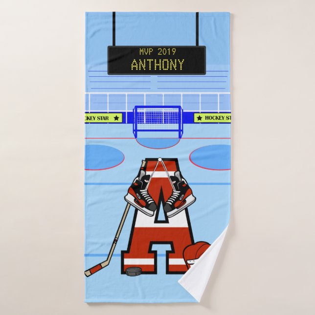 Personalised Initial Ice Hockey Bath Towel Set (Bath Towel)