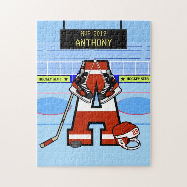 Personalised Initial Ice Hockey Jigsaw Puzzle (Vertical)