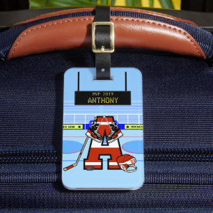 Personalised Initial Ice Hockey Luggage Tag