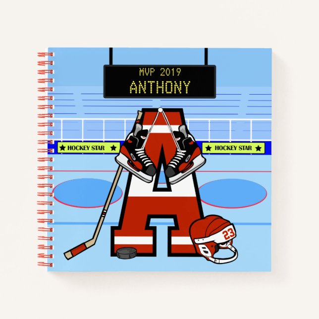 Personalised Initial Ice Hockey Notebook (Front)