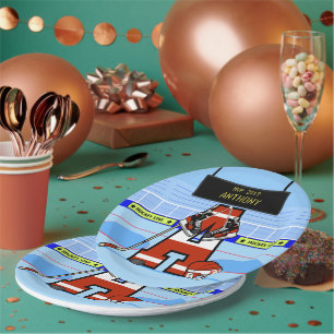 Personalised Initial Ice Hockey Paper Plate