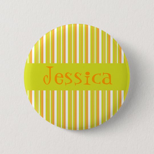 Personalised initial J girls name stripes button