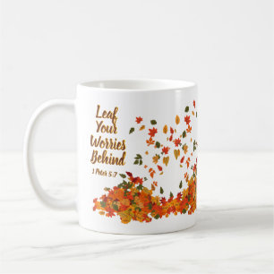 Personalised Initial Leaf Your Worries Behind Coffee Mug