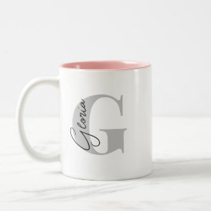 Personalised Initial Letter   Monogram Modern  Two-Tone Coffee Mug