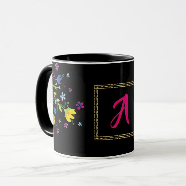 Personalised initial Magical night garden Mug (Front Left)