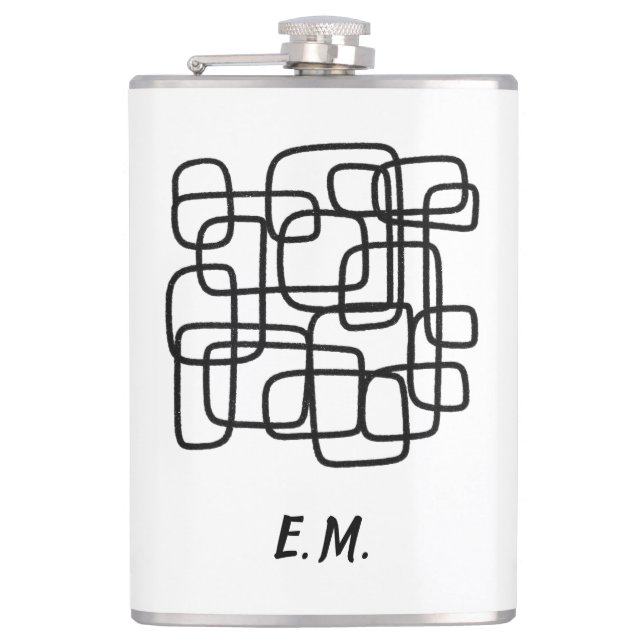 Personalised Initial Minimalist Abstract Line Art  Hip Flask (Front)