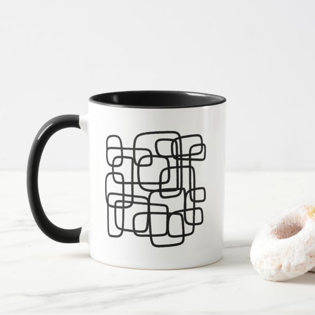 Personalised Initial Minimalist Abstract Line Art Mug (With Donut)