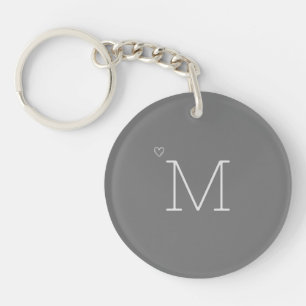 Personalised Initial   Minimalist Grey Key Ring