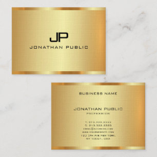 Personalised Initial Monogram Elegant Faux Gold Business Card
