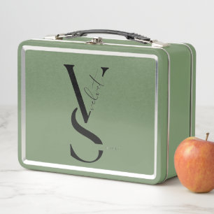 Personalised Initial Monogram Metal Lunch Pail Box