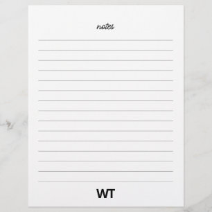 Personalised Initial Monogram Notes Paper Sheets Custom Letterhead