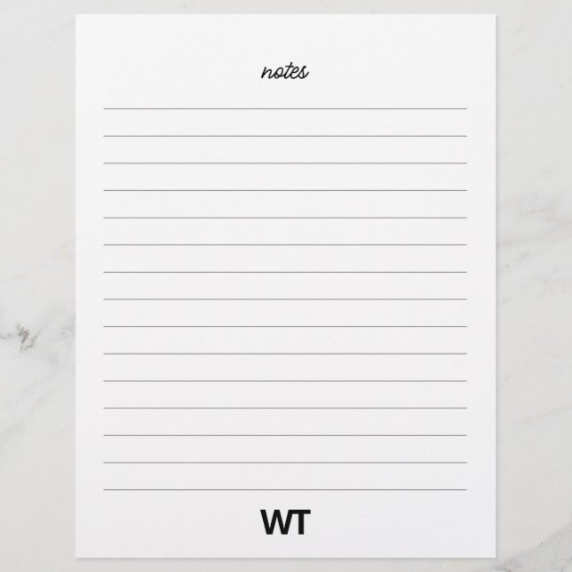 Personalised Initial Monogram Notes Paper Sheets Custom Letterhead (Front)
