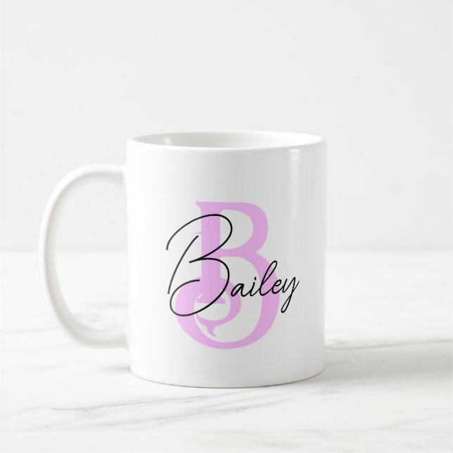 Personalised Initial Mug, Subtle Initial and Name  Coffee Mug (Left)