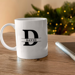Personalised Initial & Name Grey Satin Mug Laser