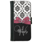 Personalised Initial, Pink, Black Damask Pattern