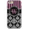Personalised Initial Pink Black Damask Stripes
